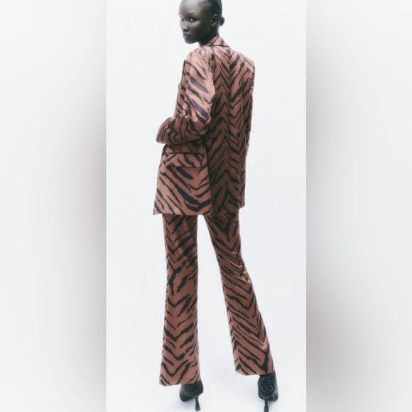 ZARA animal print flare pants size small - Picture 7 of 11